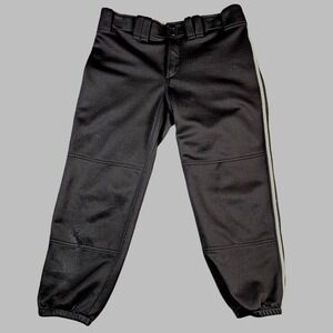 Mizuno Performance Womens Softball Pants Black White Stripe Belted Padded Size M